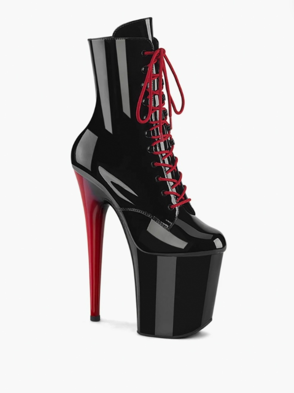 NIB Pleasers Flamingo 8” heel black red heel Pole Sultry